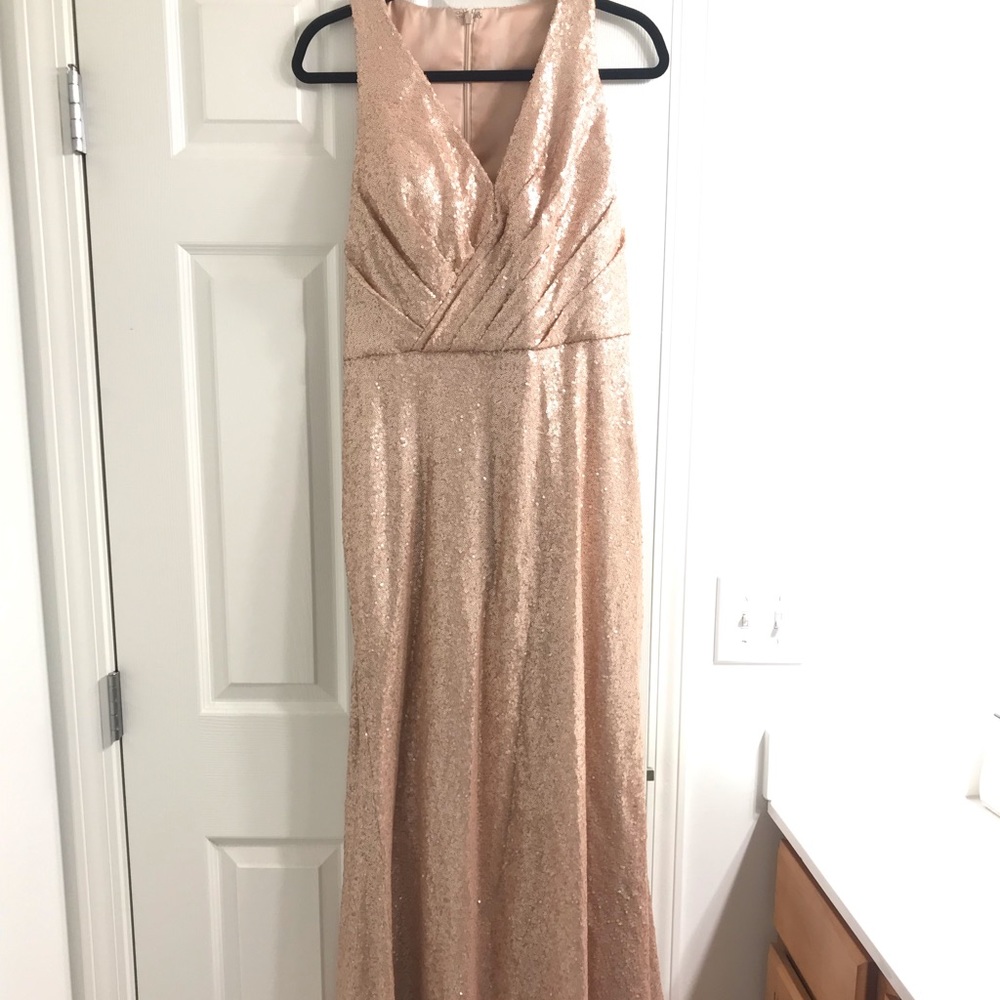 Floor-length sequins bridesmaid dress
